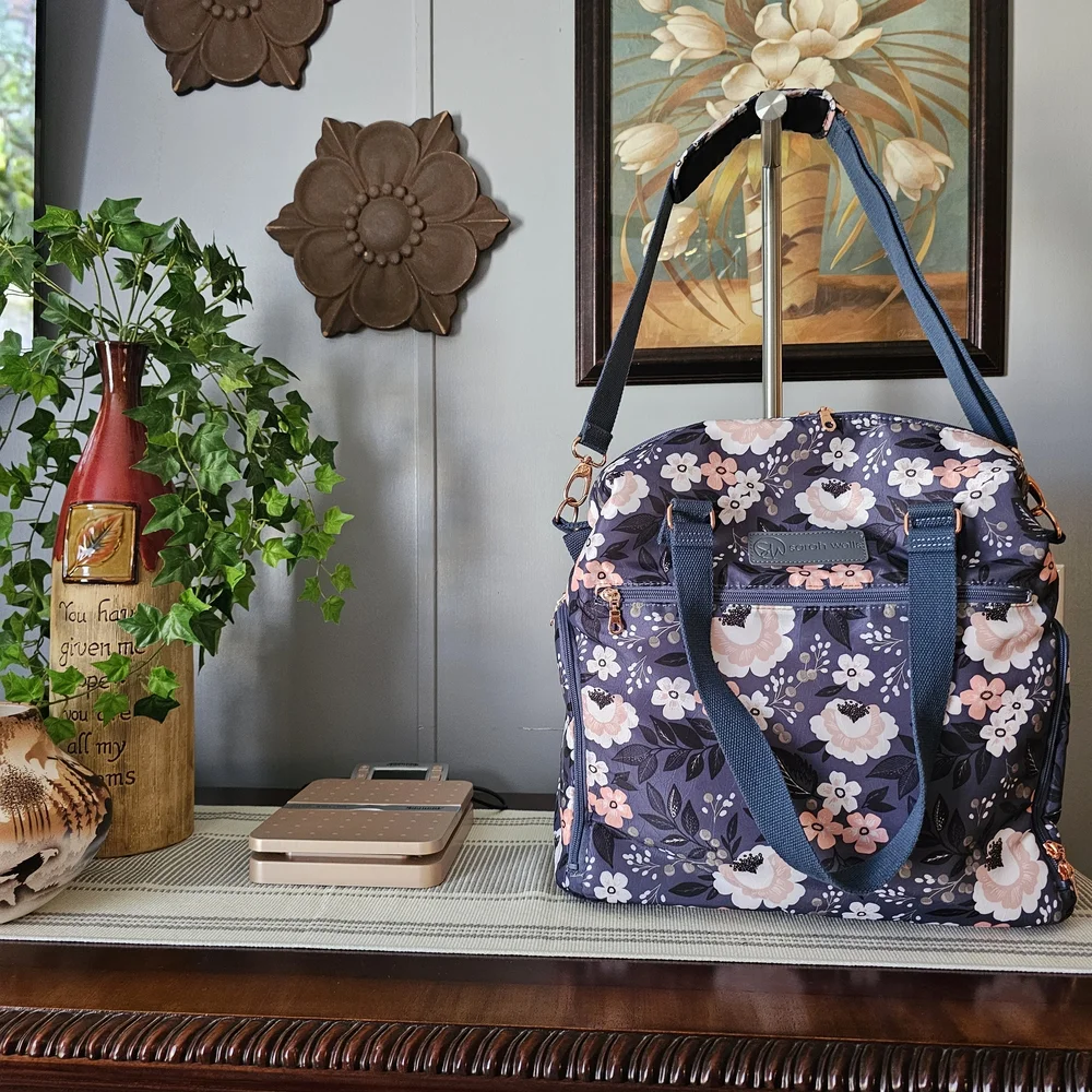 Sarah Wells Floral Breast Pump,Bag For Mothers Who Are Breast Feed Navy and Pink